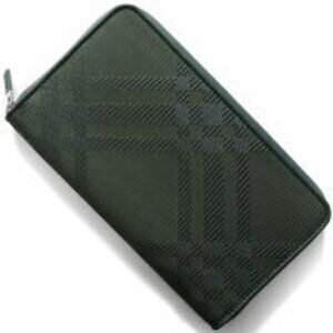 Burberry Check Jacquard Vine Green Long Wallet Zip LG